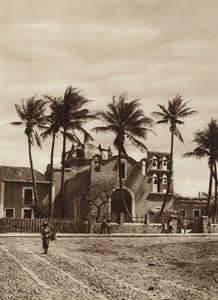 Mexico: Vera Cruz, kirke med klokketårn (s/h-foto) af Hugo Brehme