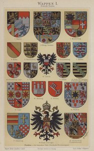 Tyske staters våbenskjolde (farve litho) af Hugo Gerard (after) Strohl