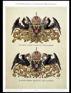 Tallerken med kejser Franz Joseph I (1830-1916) og kejserinde Elizabeth af Bayerns (1837-98) våbenskjolde fra 