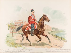 Rytterportræt af Nikolaj II af Rusland af Hugo Karlovich Bakmanson