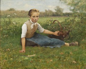 Plukker blomster, 1882