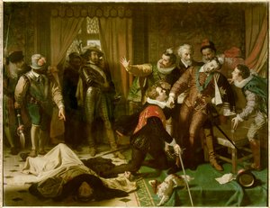 Mordet på Henrik III (1551-1589) af Jacques Clement (1567-1589), en dominikansk religiøs tilhænger af den katolske liga, den 1. august
