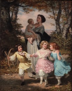 Mor og børn, ca. 1840-80 (olie på lærred)