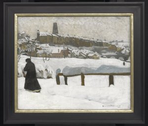 Freiburg i sneen, ca. 1920 (olie på lærred) af Hugues de Beaumont