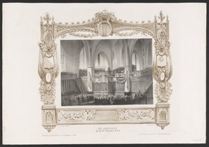 Procession med en trykpresse, 1836 Kantaten i Sankt Jakobs kirke / 17. juni 1836 (titel på objekt) Plader med fejringen af ​​det andet århundrede for Utrechtsche Hogeschool, 1836 (serietitel)