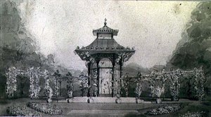 Design til en voliere og pergola i kinesisk stil af Humphry Repton