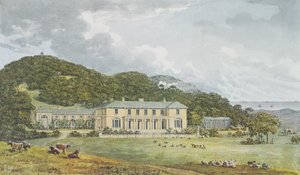Sydfacade med vestfacade i perspektiv, fra Antony House Red Book, ca. 1812