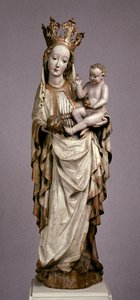 Jomfruen og barnet fra kirken Saint Philip og Saint James i Toporc, ca. 1420 (malet og forgyldt træ) af Hungarian School