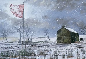Drovers Arms and the Red Flag, nær Garth, 1992 (gouache på kort)