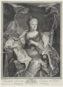 Elizabeth Charlotte Palatine du Rhin, hertuginde af Orleans, eng. Charles Louis Simmoneau (1645-1728) af Hyacinthe Francois Rigaud