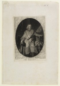 J.B. Bossuet (til fods), graveret af Jean-Baptiste de Grateloup, 1771 (mezzotint, akvatint og tørnål på chine collé) af Hyacinthe Francois Rigaud