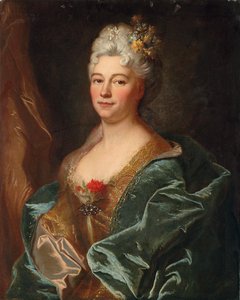 Portræt af Marquise de la Mesangere, født Marguerite de Rambouillet af Hyacinthe Francois Rigaud