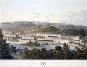 Byen Lanark, fra udsigt over Skotland, 1824-25 (farvet akvatint) af I after Clark