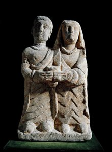 Iberisk kunst: statuette af et par, der giver et offer. Skulptur fra Albacete, Spanien. 4.-2. århundrede f.Kr. Madrid, Nationalt Arkæologisk Museum