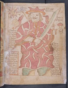 Odin, fra Melsteds Edda (pen & blæk og wc på papir) af Icelandic School