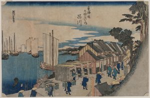 Shinagawa fra serien Fifty-three Stations of the Tokaido, 1797-1858. af Ichiryusai Hiroshige II