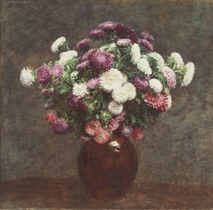 Asters i en vase af Ignace Henri Jean Fantin Latour