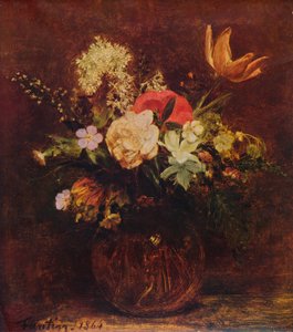 Skål med blomster, 1864, 1935. af Ignace Henri Jean Fantin Latour