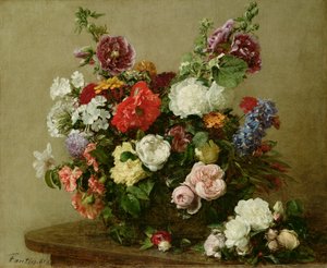 Franske roser og pæoner, 1881 af Ignace Henri Jean Fantin Latour