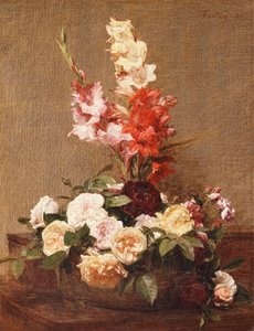 Gladioli og roser, 1881 af Ignace Henri Jean Fantin Latour
