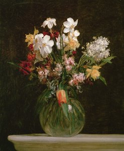 Hvid narcissus, hyacinter og tulipaner, 1864 af Ignace Henri Jean Fantin Latour
