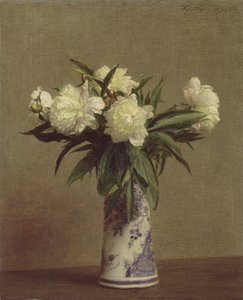 Pæoner i en blå og hvid vase, 1872