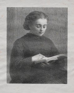 Læsning: Portræt af kunstnerens søster, 1897. af Ignace Henri Jean Fantin Latour