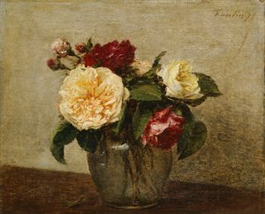 Røde og gule roser, 1879 af Ignace Henri Jean Fantin Latour