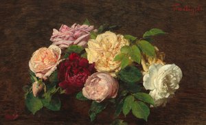 Roses de Nice på et bord af Ignace Henri Jean Fantin Latour