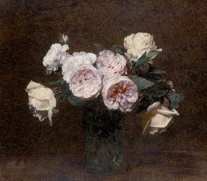 Stilleben: lyserøde, hvide og gule roser, 1894