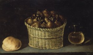 BODEGON (FLETKURV MED FIGNER, BRØD OG JARRITA MED HONNING) - XX ÅRHUNDREDE af Ignacio Zuloaga y Zabaleta