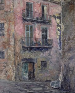 CALLE DEL ANGEL DE GERONA - 1931 - OLIE / LÆRD - 80 × 67 CM af Ignacio Zuloaga y Zabaleta