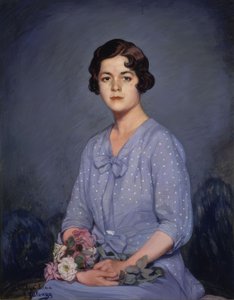 LUCIA - (PORTRÆT AF EN UNG PIGE SIDDER MED BLOMSTER I HÅNDEN) - TYVENDE ÅRHUNDREDE af Ignacio Zuloaga y Zabaleta