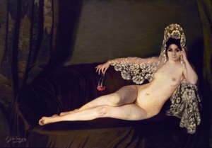 Nøgen med nellike’, 1915, Olie på lærred, 131 × 184 cm, AS00820