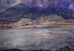 TOWN OF ZARAGOZA - ESCO - XX CENTURY - OLIE / LÆRD - 90 X 30 CMS af Ignacio Zuloaga y Zabaleta