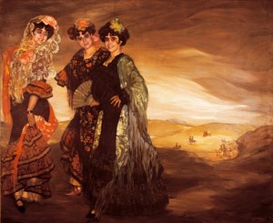 De tre fætre (med traditionelle spanske dragter af dansere) ca. 1903 (olie på lærred) af Ignacio Zuloaga y Zabaleta