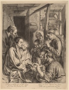 Hyrdernes tilbedelse af Ignatius Cornelis Marinus after Jacob Jordaens