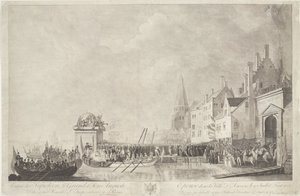 Aankomst van Napoleon i Josephine te Antwerpen, 1803 Napoleon den Stores og hans Augustus ægtefælles indrejse i byen Antwerpen den 18. juli 1803 (titel på objektet) af Ignatius Joseph van den Berghe
