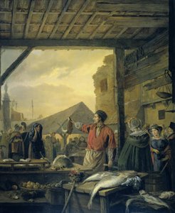 Fiskemarkedet i Antwerpen af Ignatius Josephus van Regemorter