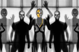 Surrealistiske maskerede figurer af Igor Shrayer