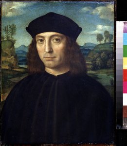 ""Portræt af en mand"" Maleri af Francesco Raibolini siger Il Francia (1450-1518) Pushkin Museum, Moskva