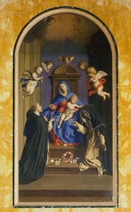 Vor Frue af rosenkransen med St. Dominic og St. Catherine, St. Catherines kapel, St. Sabine-basilikaen, Rom, Italien