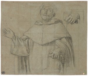 En dominikansk helgen, måske Saint Peter Martyr, halvlang, der holder en bog af Il Sassoferrato