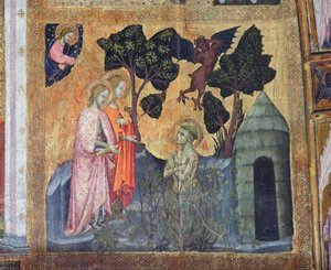 Den hellige Frans kaster sig ind i de tornede torner, fresko fra Porziuncola, 1393 af Ilario da Viterbo