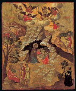 The Nativity, 1658 (ægtempera på panel) af Ilias Moskos