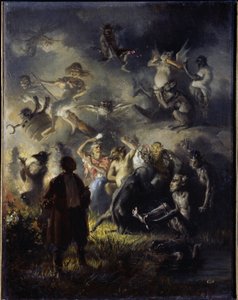 Nat på Bald Mountain. Fejring af sommersolhverv, den slaviske fest for Ivan Kupala (svarende til Johannesfesten), der blander de traditionelle skikkelser af hedenskab med den kristne ortodokse tradition. Maling af