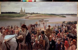 påskeoptog. Maleri af Illarion Mikhailovich Pryanishnikov (1840-1894), olie på lærred af Illarion Mikhailovich Pryanishnikov