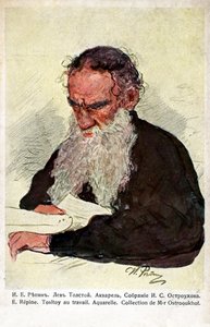 Leo Tolstoj på arbejde af Repin