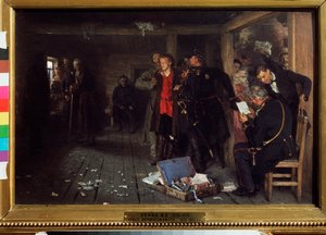 Anholdelsen af ​​propagandisten. Maleri af Ilya Repin (Ilia Repin) (1844-1930), olie på træ af Ilya Efimovich Repin