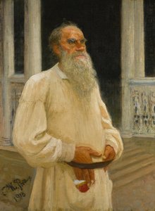 Portræt af forfatteren grev Lev Nikolayevich Tolstoy 1828-1910, 1916. af Ilya Efimovich Repin